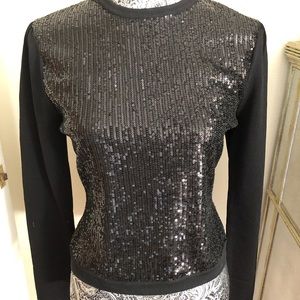 MH Monique Lhuillier black sequin sweater Size M